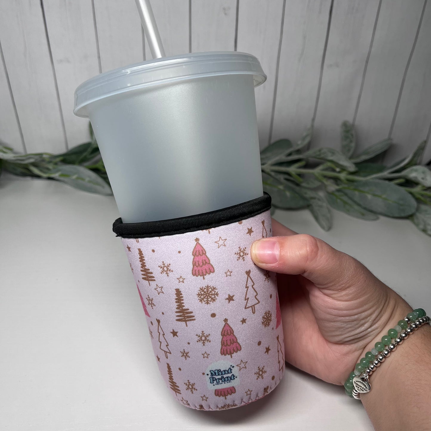 Pink Christmas Tree Drink Sleeve | Small