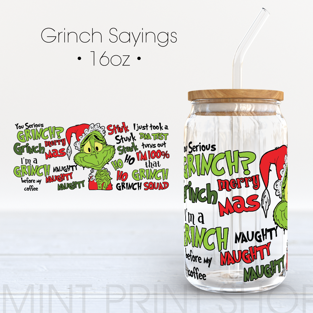 Grinch Sayings | UV DTF Cup Wrap