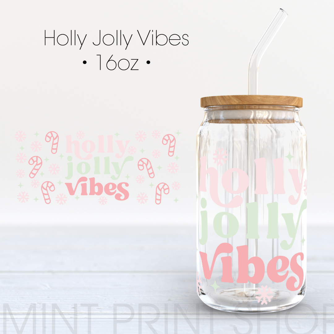 Holly Jolly Vibes | UV DTF Cup Wrap
