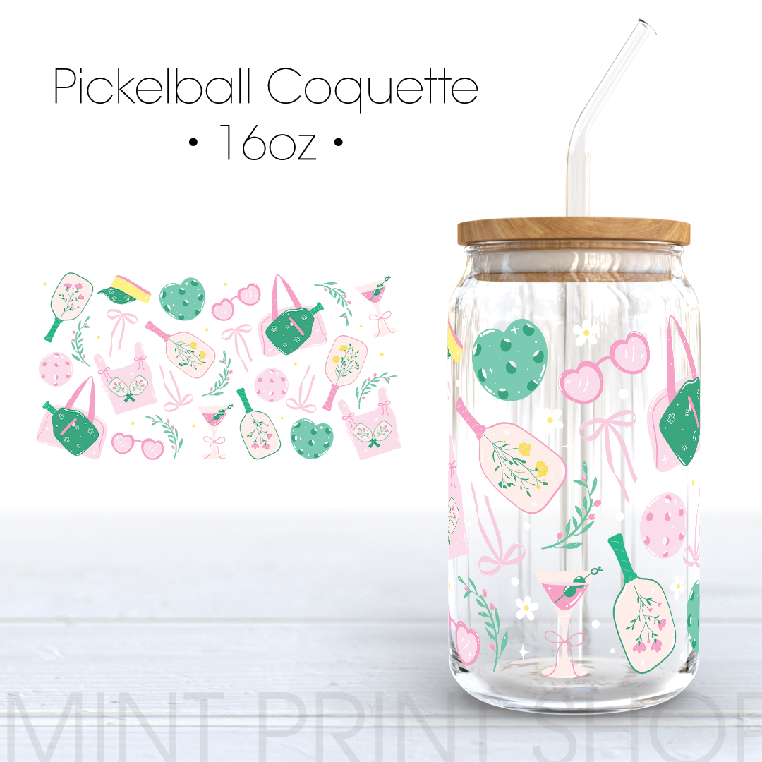 Pickelball Coquette UV DTF Cup Wrap