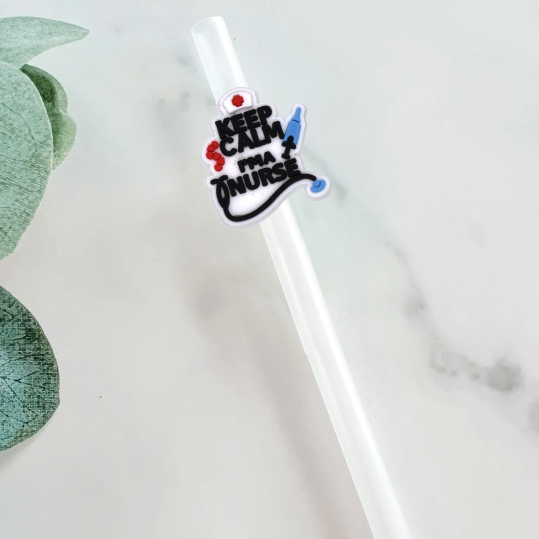 Keep Calm Nurse Straw Topper - Mint Print Shop