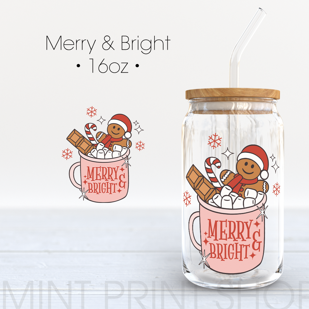 Merry & Bright | UV DTF Sticker - Mint Print Shop