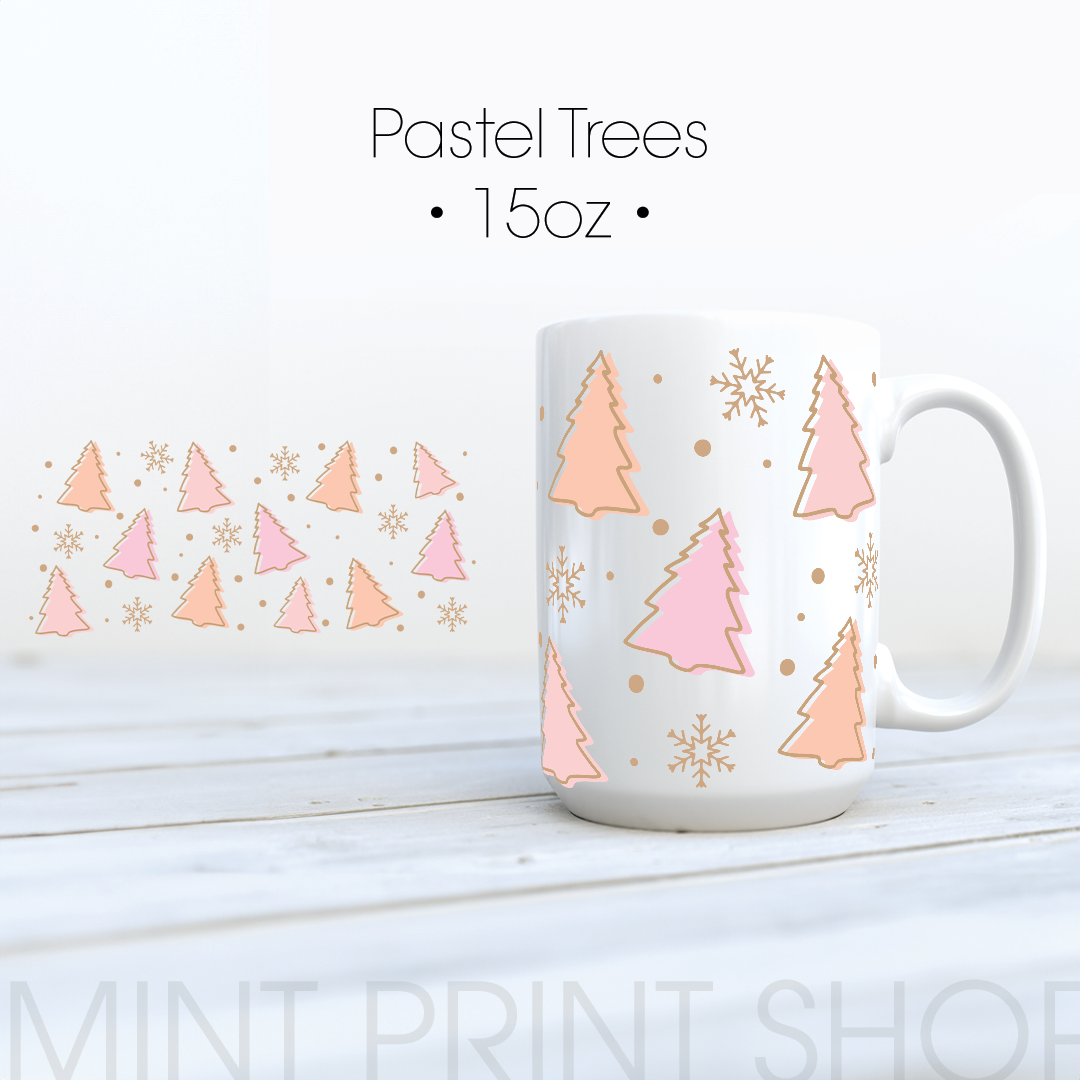 Pastel Trees | UV DTF Cup Wrap - Mint Print Shop