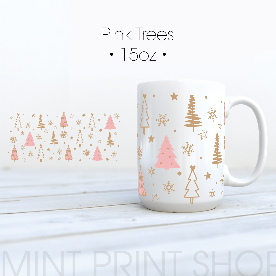 Pink Trees | UV DTF Cup Wrap - Mint Print Shop