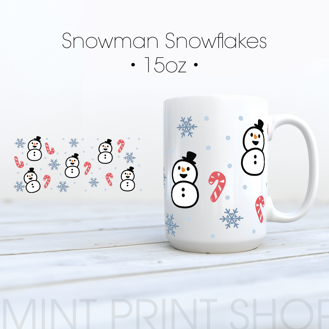 Snowman Snowflakes | UV DTF Cup Wrap - Mint Print Shop