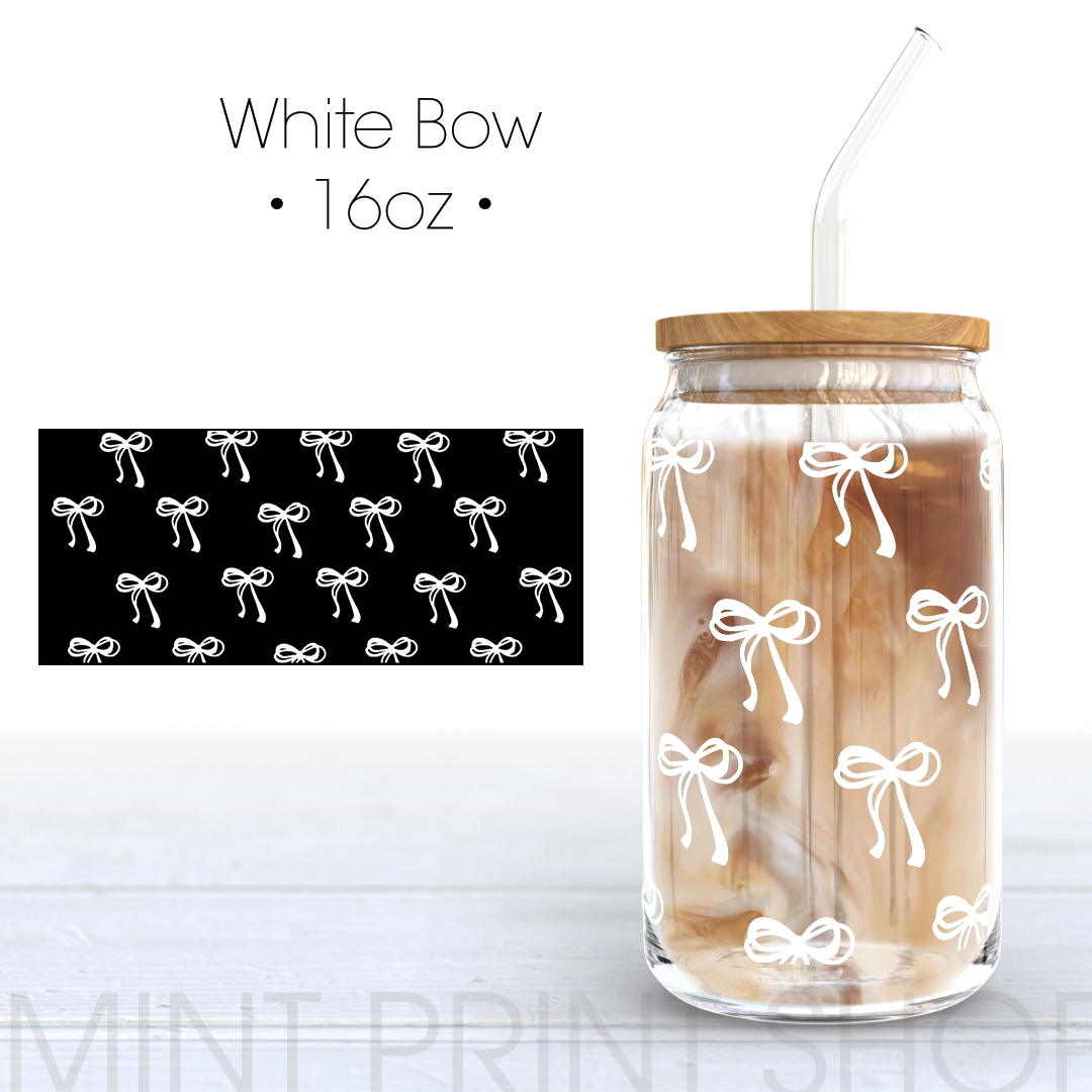 White Bow UV DTF Cup Wrap