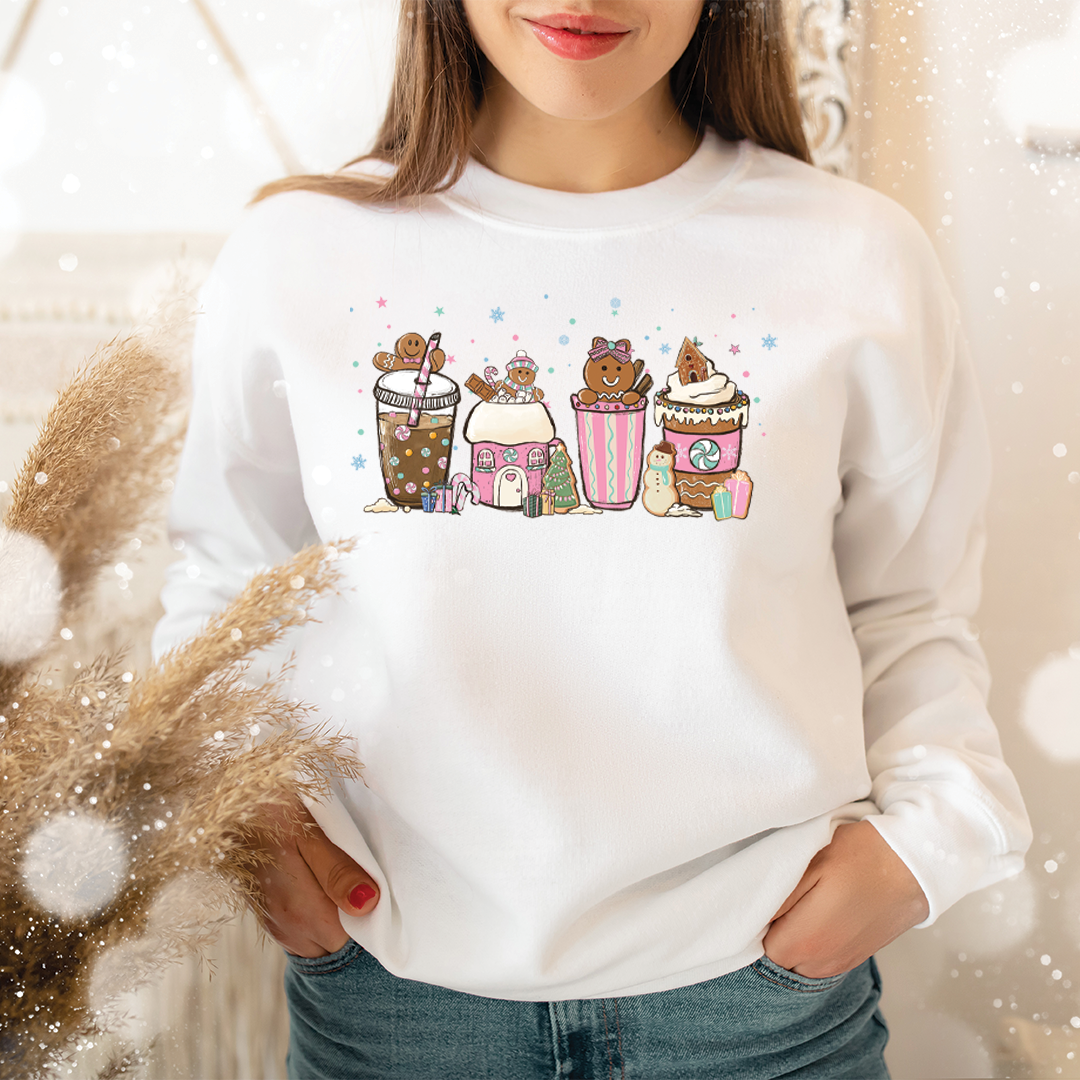 Pink Gingerbread Man Coffees | DTF Transfer - Mint Print Shop