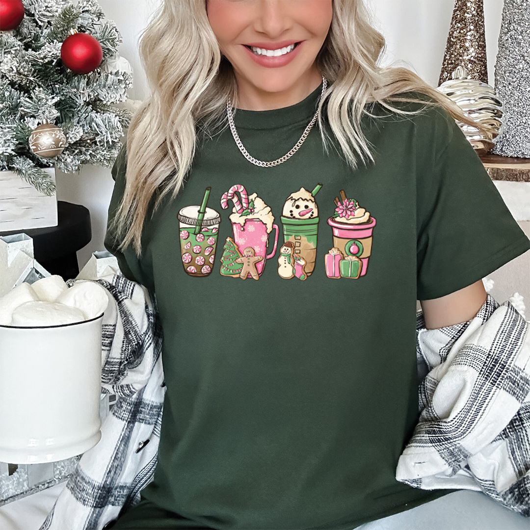 Pink Snowman Holiday Coffees | DTF Transfer - Mint Print Shop