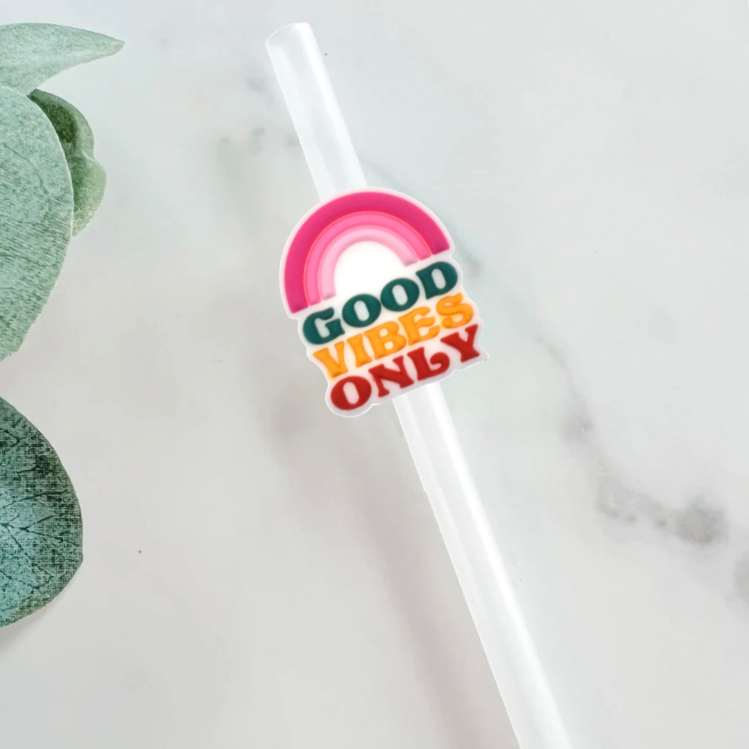 Good Vibes Only Straw Topper - Mint Print Shop