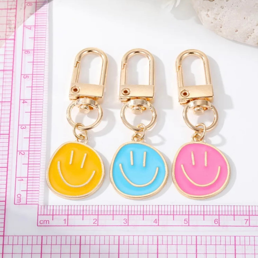 Baby Pink Smiley Face Keychain - Mint Print Shop