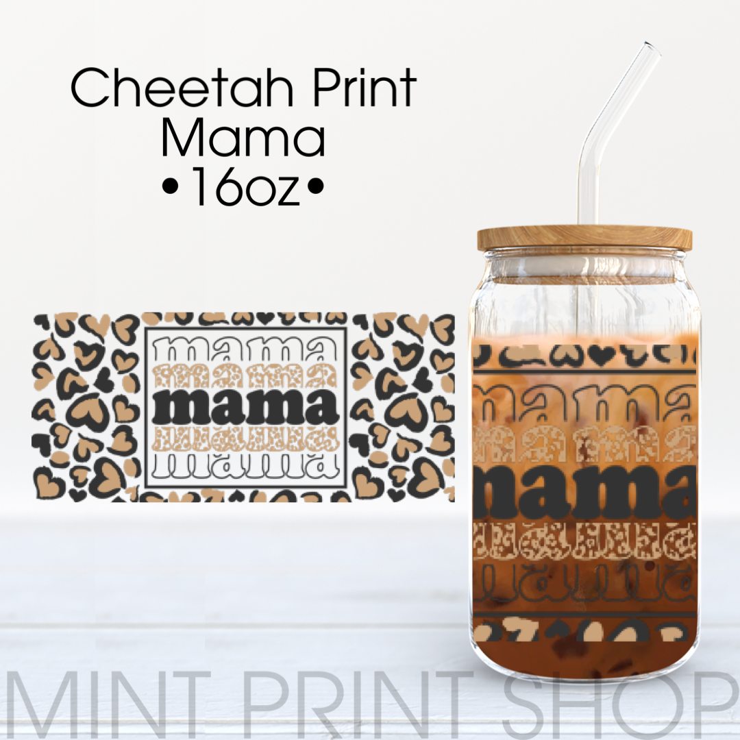 Cheetah Mama | UV DTF Cup Wrap - Mint Print Shop