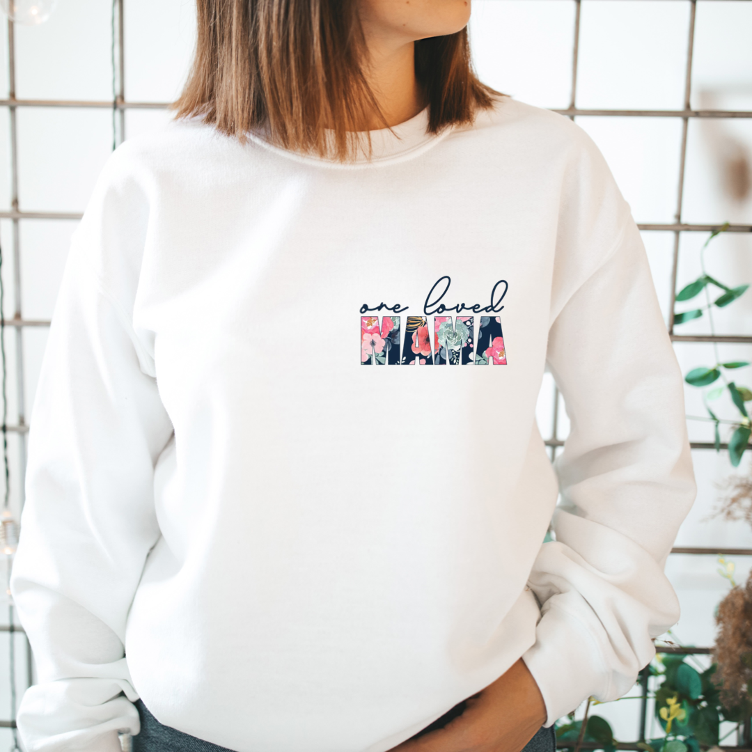 Blue Floral One Loved Mama | DTF Transfer - Mint Print Shop