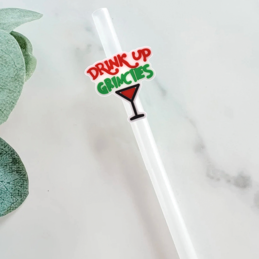 Drink Up Grinch Straw Topper - Mint Print Shop