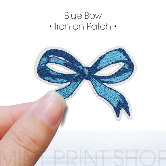 Blue Bow Embroidery Patch