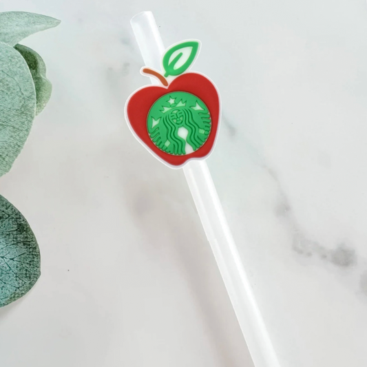 Teacher Apple Straw Topper - Mint Print Shop