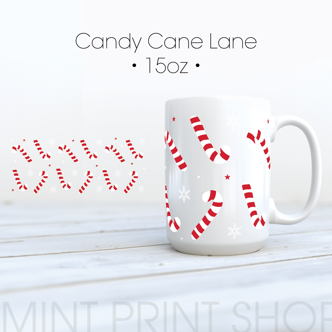 Candy Canes Lane |  UV DTF Cup Wrap - Mint Print Shop