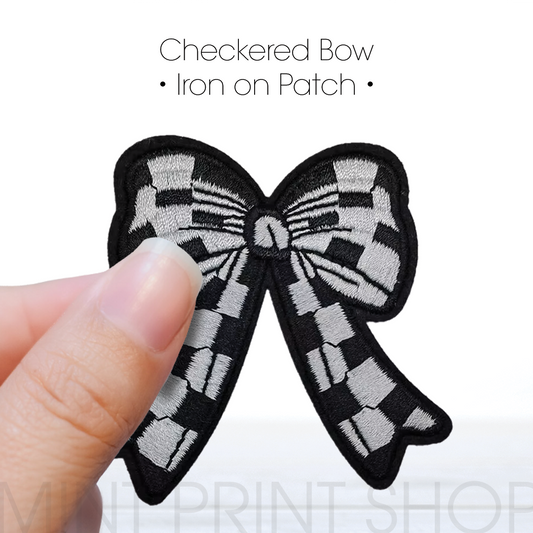 Checkered Bow | Embroidery Patch