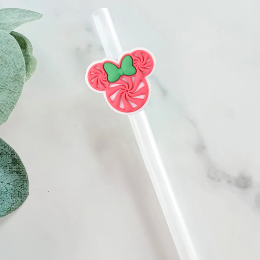 Red Mouse Peppermint Swirl Straw Topper - Mint Print Shop