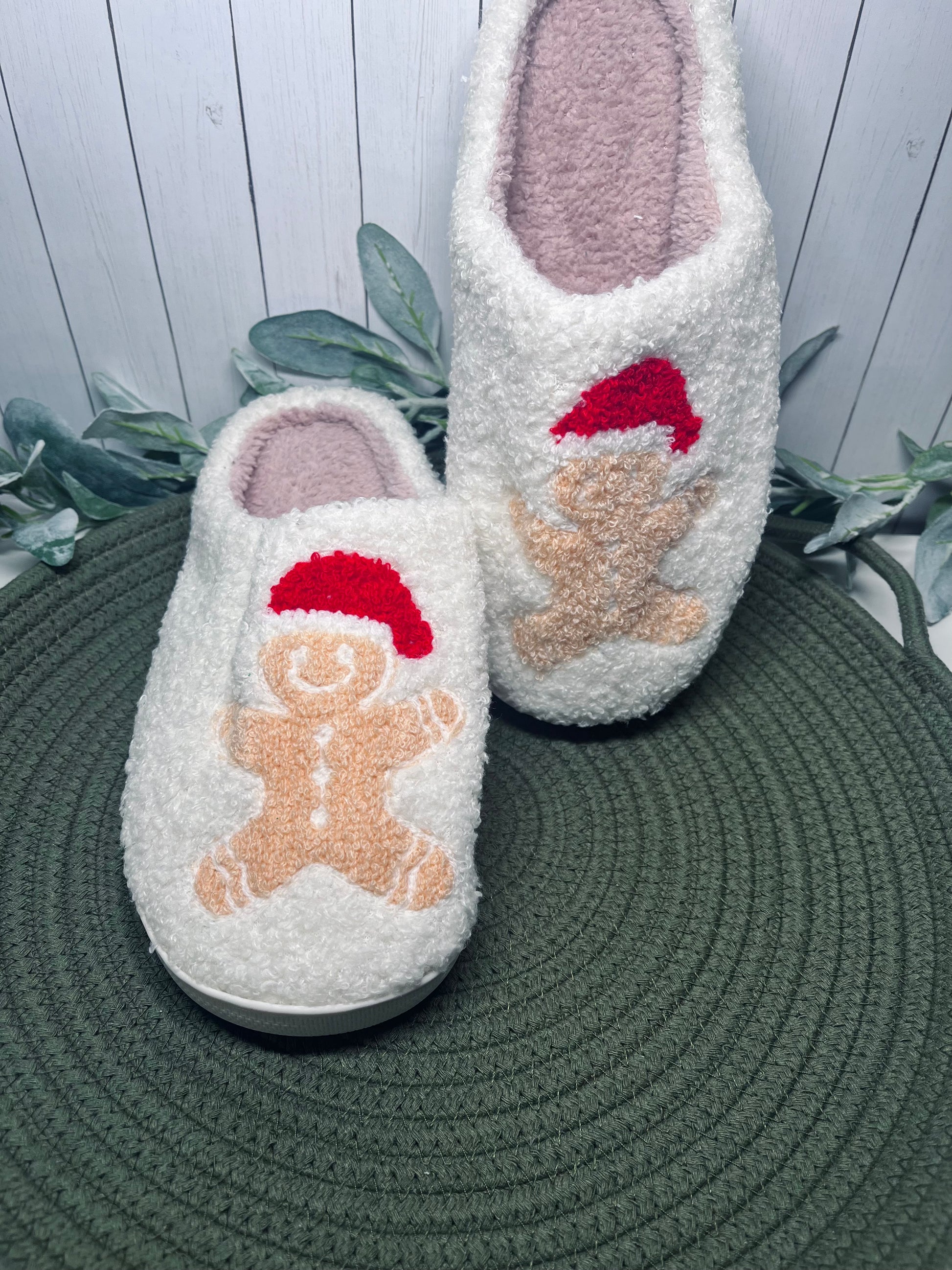 Gingerbread Man Christmas Slippers - Mint Print Shop