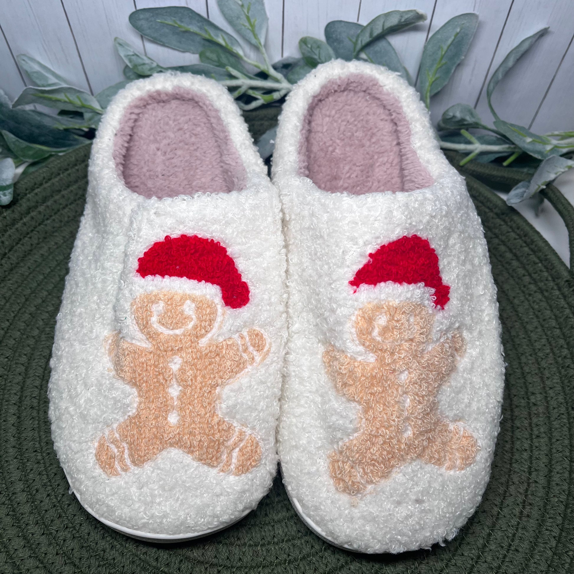 Gingerbread Man Christmas Slippers - Mint Print Shop