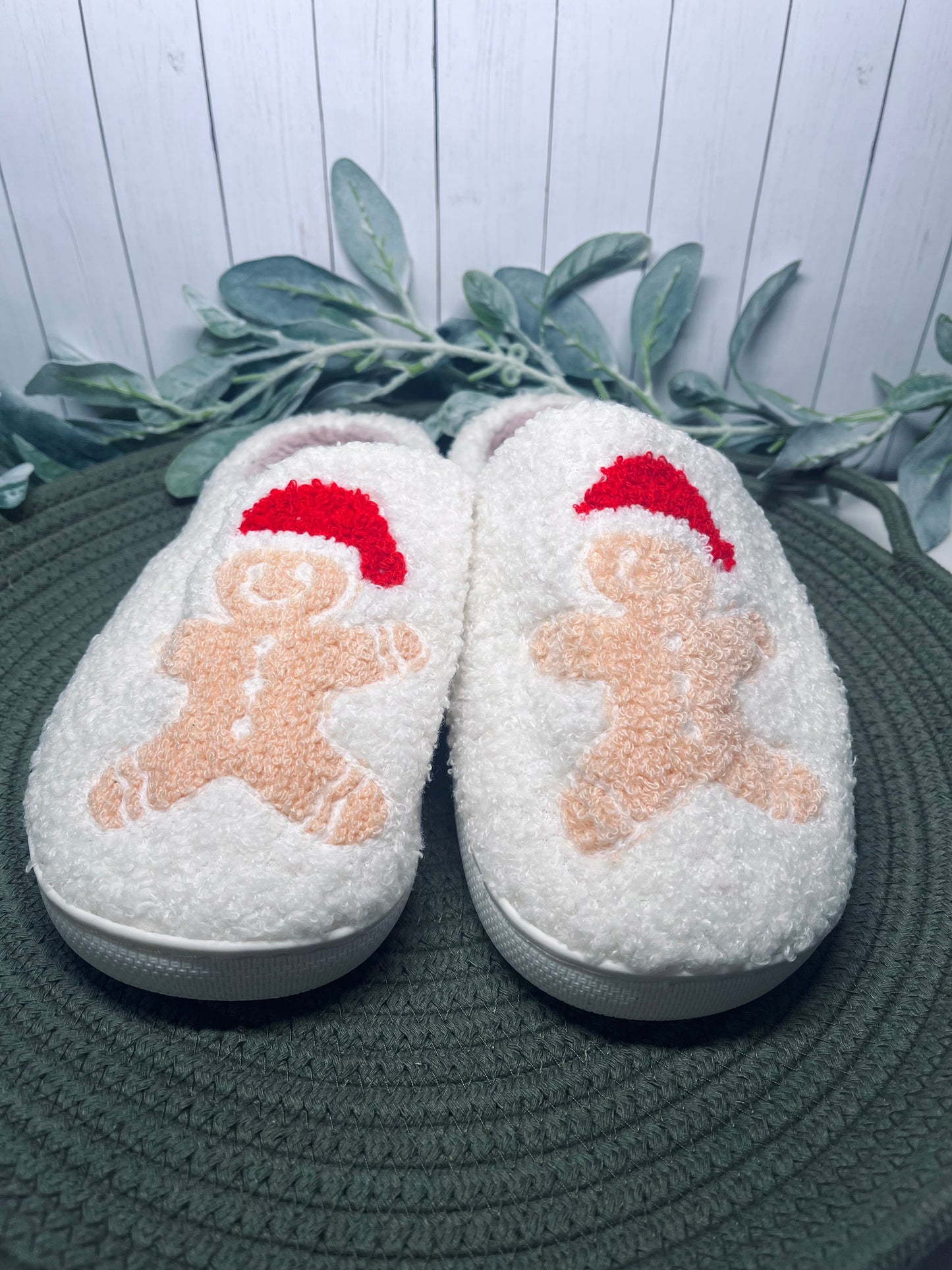 Gingerbread Man Christmas Slippers - Mint Print Shop