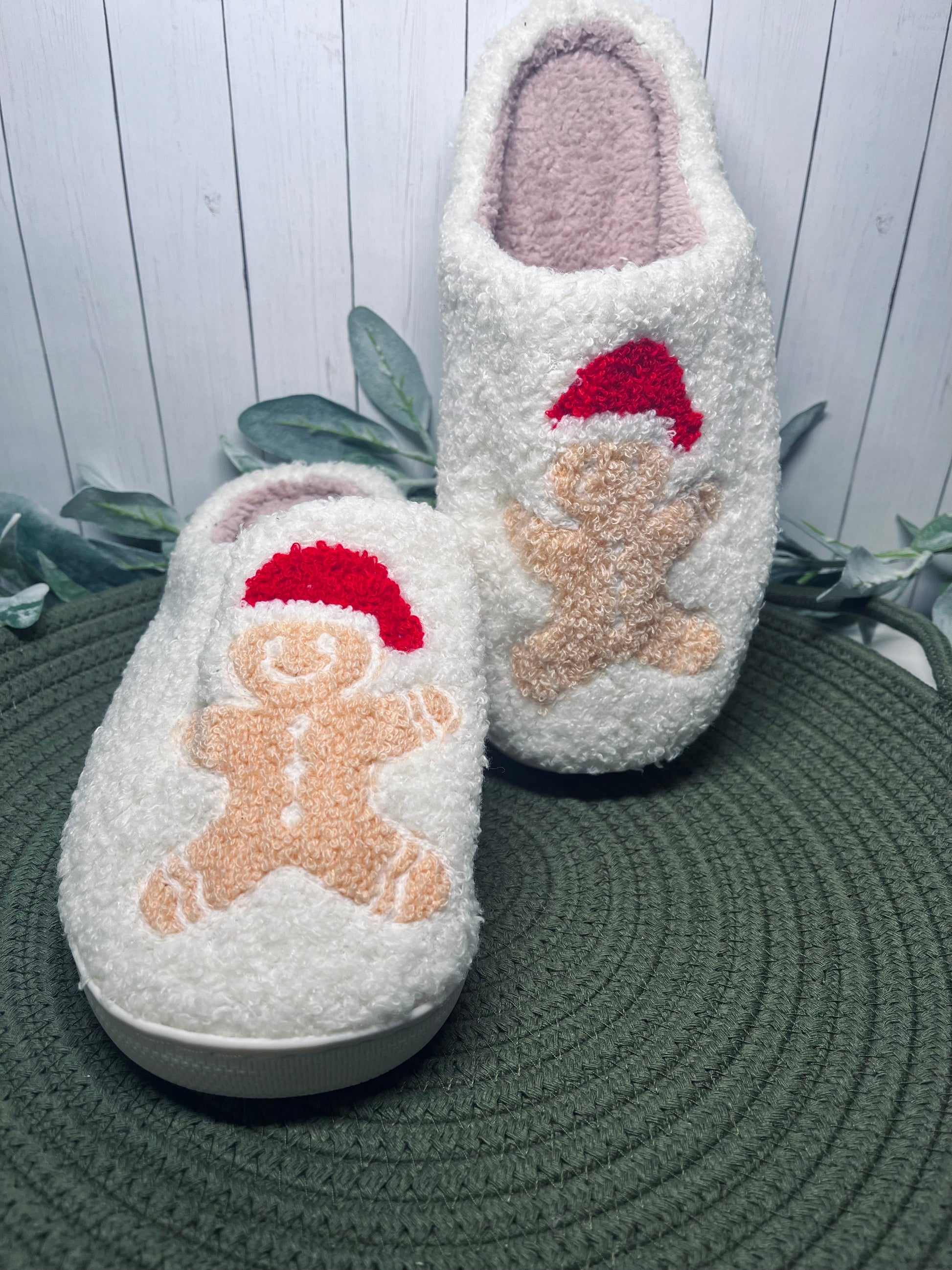 Gingerbread Man Christmas Slippers - Mint Print Shop