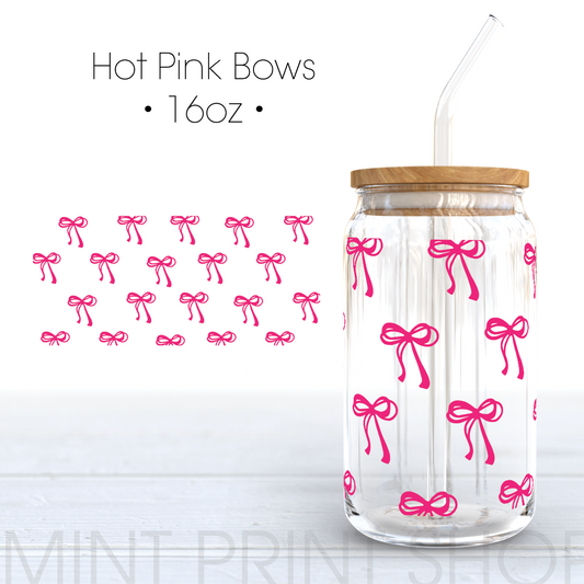 Hot Pink Bow | UV DTF Cup Wrap