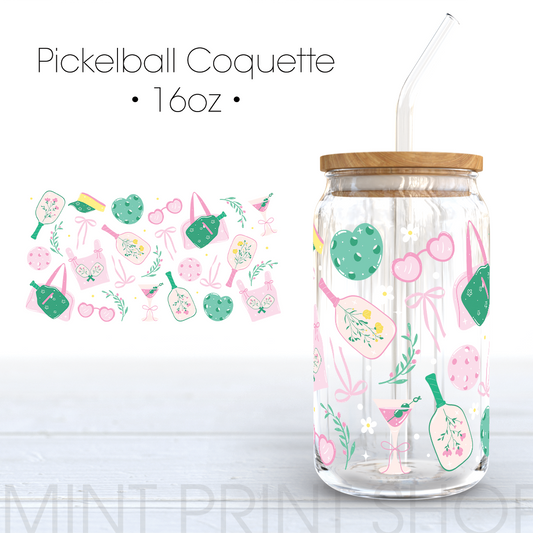 Pickelball Coquette UV DTF Cup Wrap
