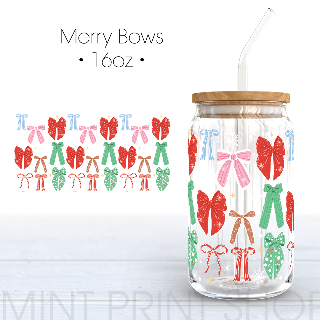 Merry Bows UV DTF Cup Wrap