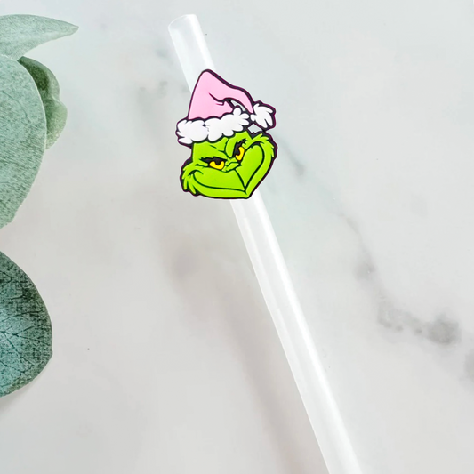 Pink Grinch Straw Topper