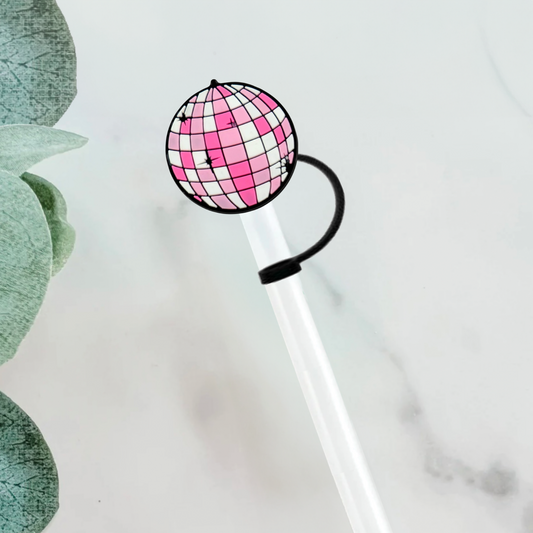 Pink Disco Ball Straw Cover