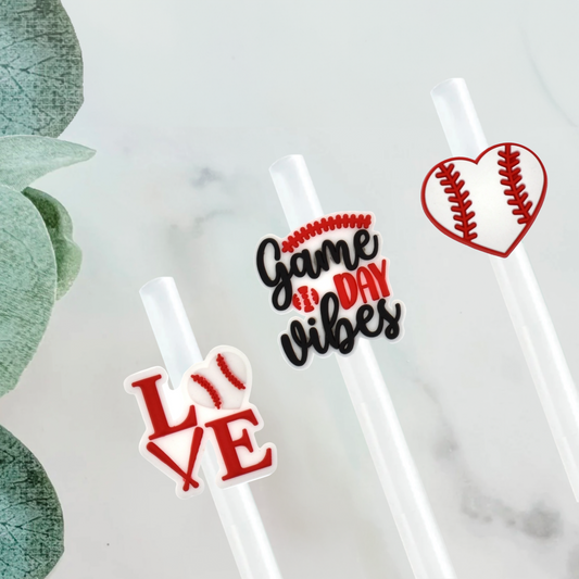 Baseball Straw Topper | 3 Pack