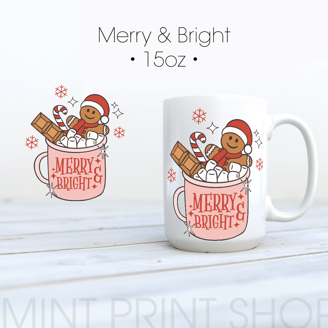 Merry & Bright |  UV DTF Sticker - Mint Print Shop