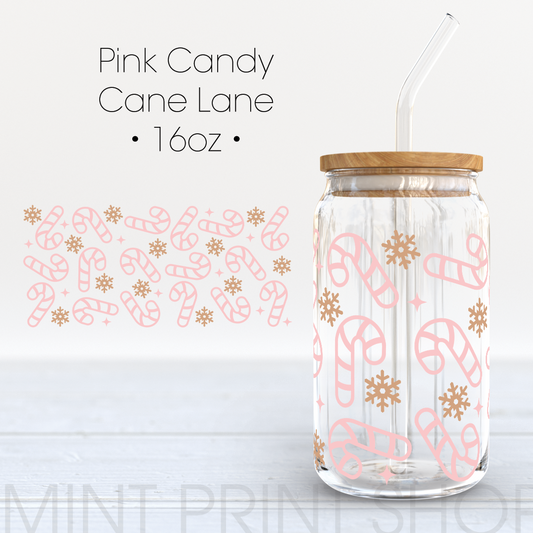 Pink Candy Cane Lane |  UV DTF Cup Wrap