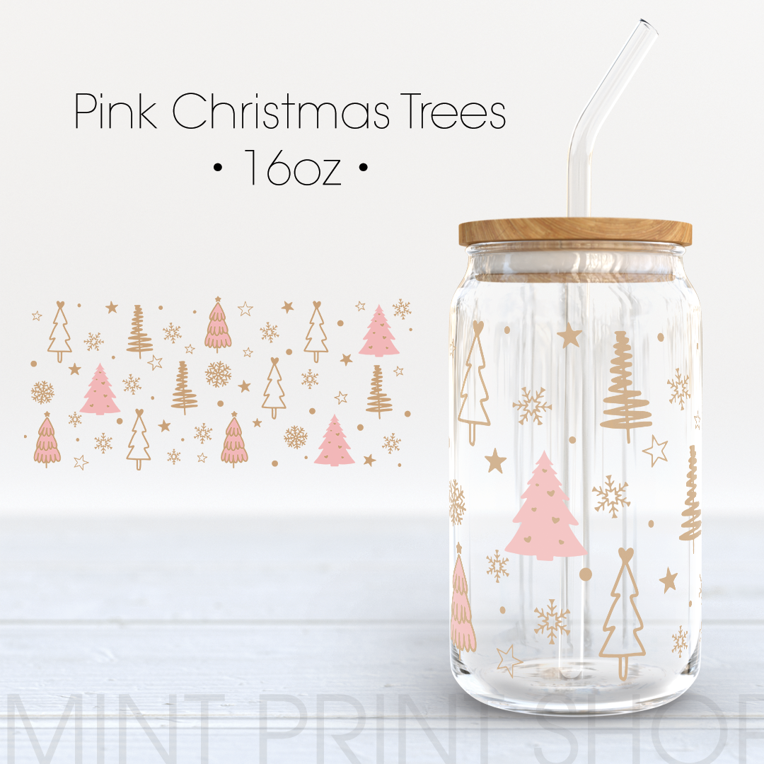 Pink Trees |  UV DTF Cup Wrap - Mint Print Shop