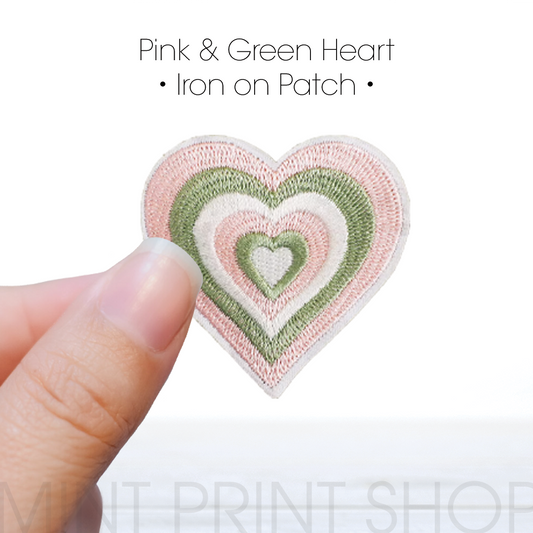 Pink & Green Heart | Embroidery Patch