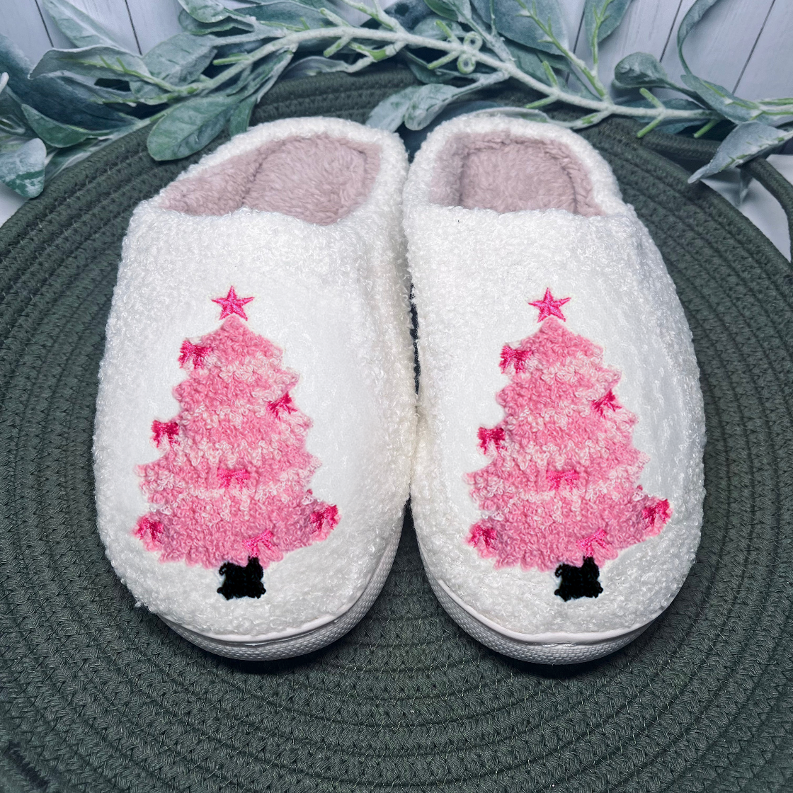 Pink Christmas Tree Slipper