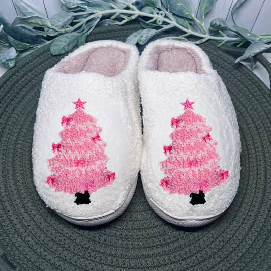 Pink Christmas Tree Slipper
