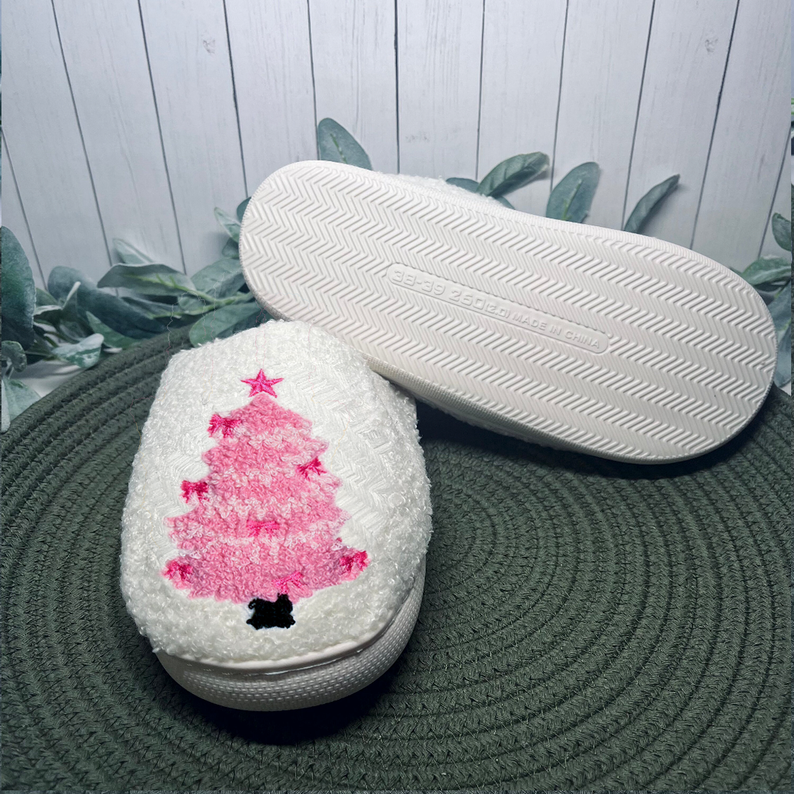 Pink Christmas Tree Slipper
