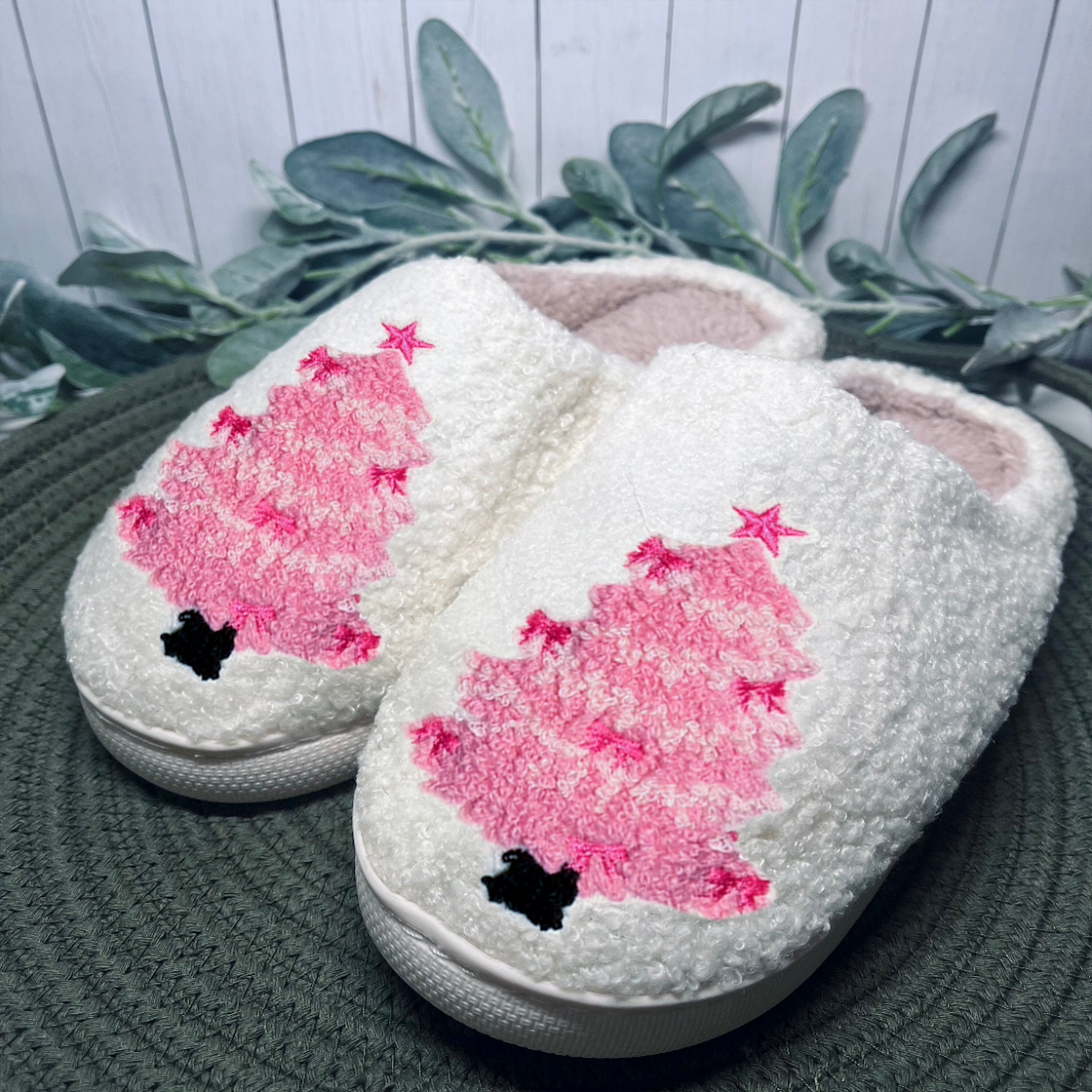 Pink Christmas Tree Slipper