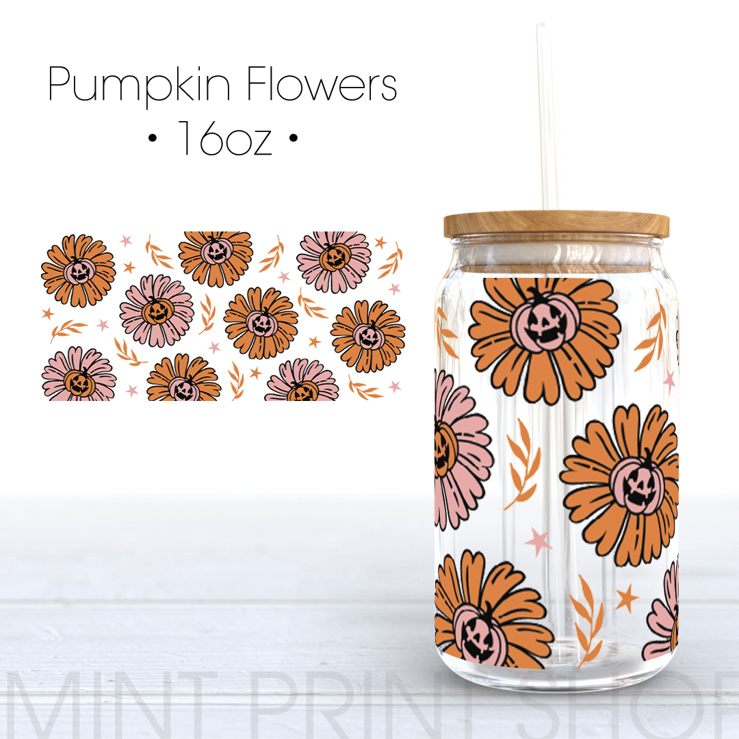 Pumpkin Flowers | UV DTF Cup Wrap