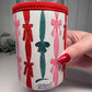 Christmas Bow Print Drink Sleeve with Handle, Coffee Cup Sleeve, Cozie