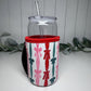 Christmas Bow Print Drink Sleeve with Handle, Coffee Cup Sleeve, Cozie