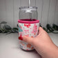 Pink Christmas Print Drink Sleeve with Handle, Coffee Cup Sleeve, Cozie