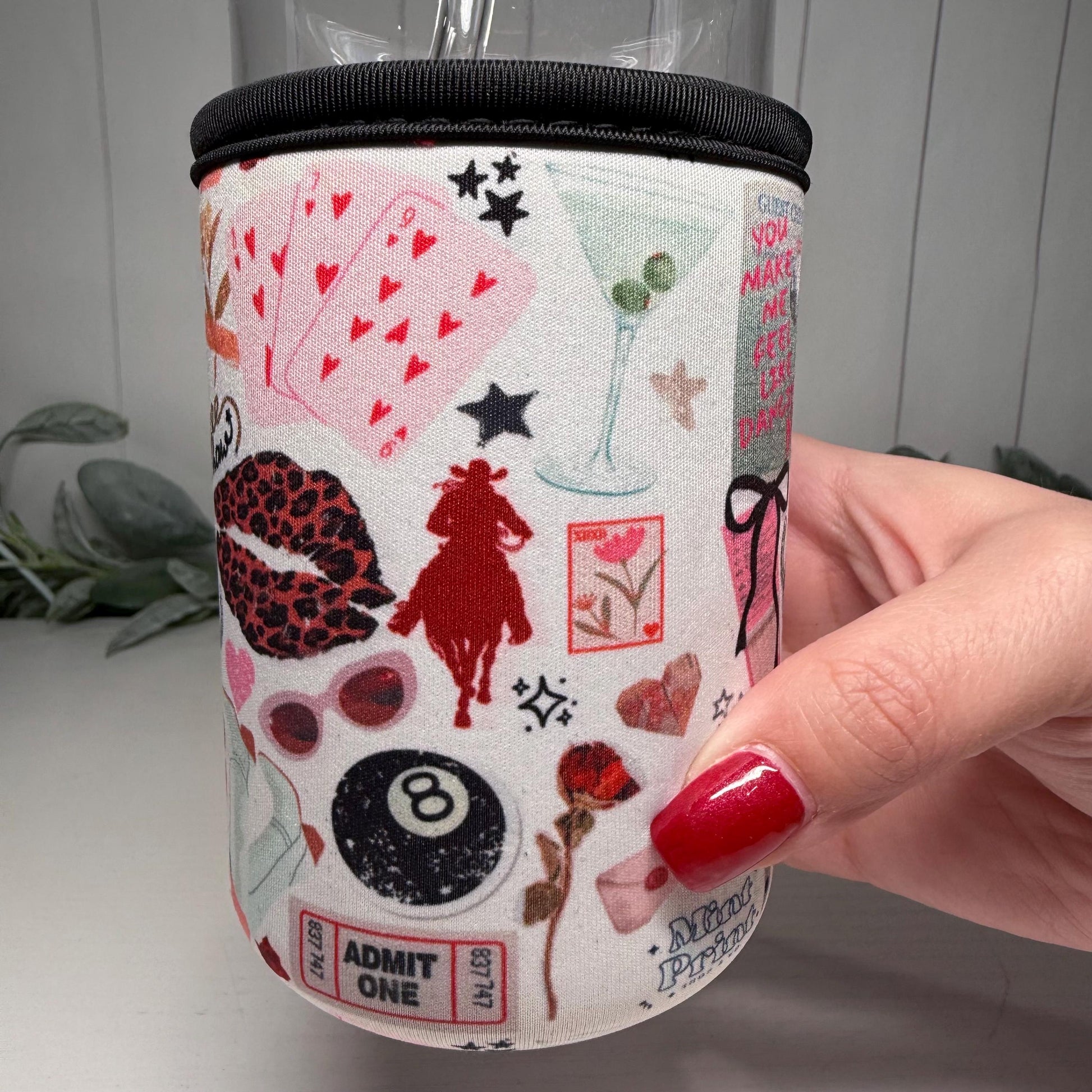 Wild Child Print Drink Sleeve with Handle, Coffee Cup Sleeve, Cozie