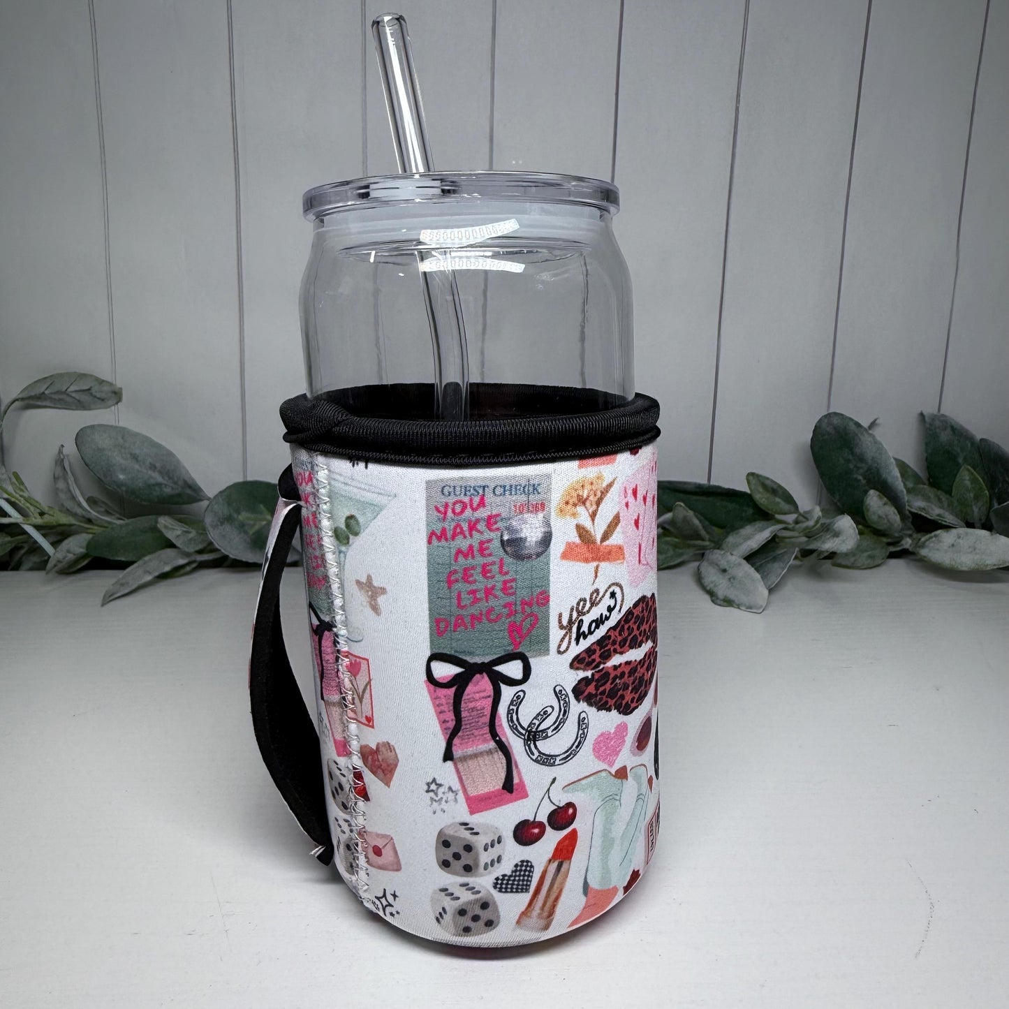 Wild Child Print Drink Sleeve with Handle, Coffee Cup Sleeve, Cozie