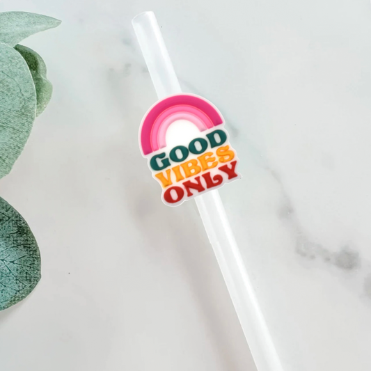 Good Vibes Only Straw Topper - Mint Print Shop