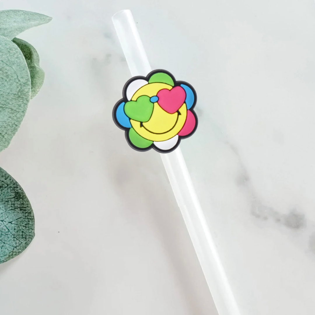 Smiley Flower Straw Topper - Mint Print Shop