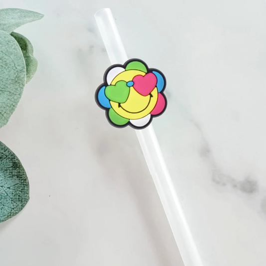 Smiley Flower Straw Topper - Mint Print Shop