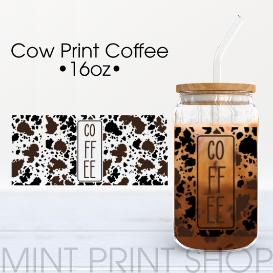 Cow Print Coffee | UV DTF Cup Wrap - Mint Print Shop